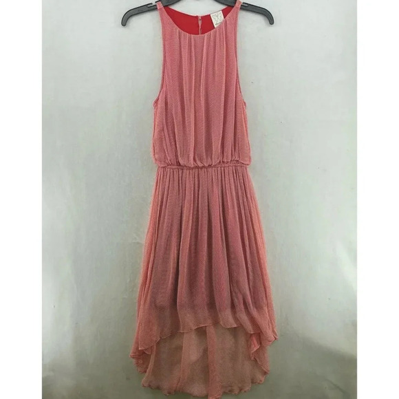 Ella Moss Dress Women's Sz S Red High-Low Hem Racerback Elastic Waist High Neck - Picture 1 of 11